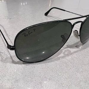 Ray Ban Polarized Black Aviator Sunglasses